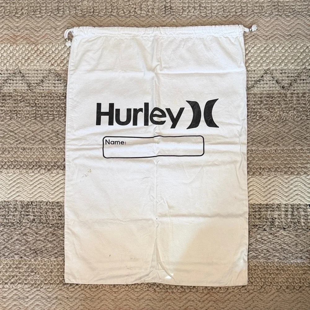 Hurley White Drawstring Travel Laundry Bag with Logo